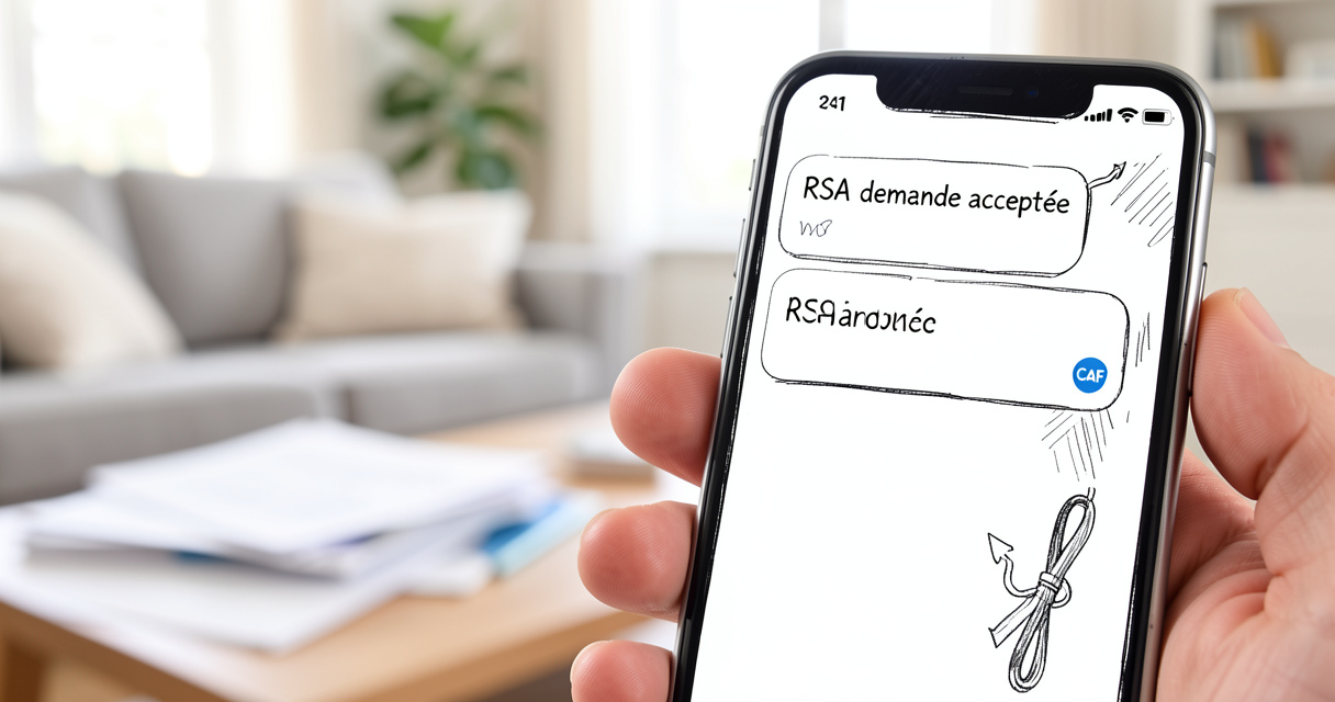 Notification de confirmation d'acceptation de demande de RSA sur smartphone