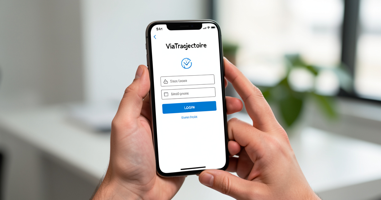 Étape de connexion au site officiel ViaTrajectoire sur un smartphone