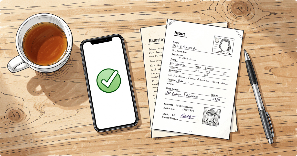 Documents et smartphone indiquant la confirmation d'admission sur ViaTrajectoire Grand Âge