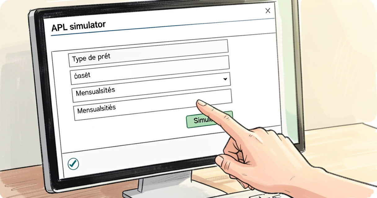 Écran d'ordinateur affichant le formulaire de simulation APL propriétaire