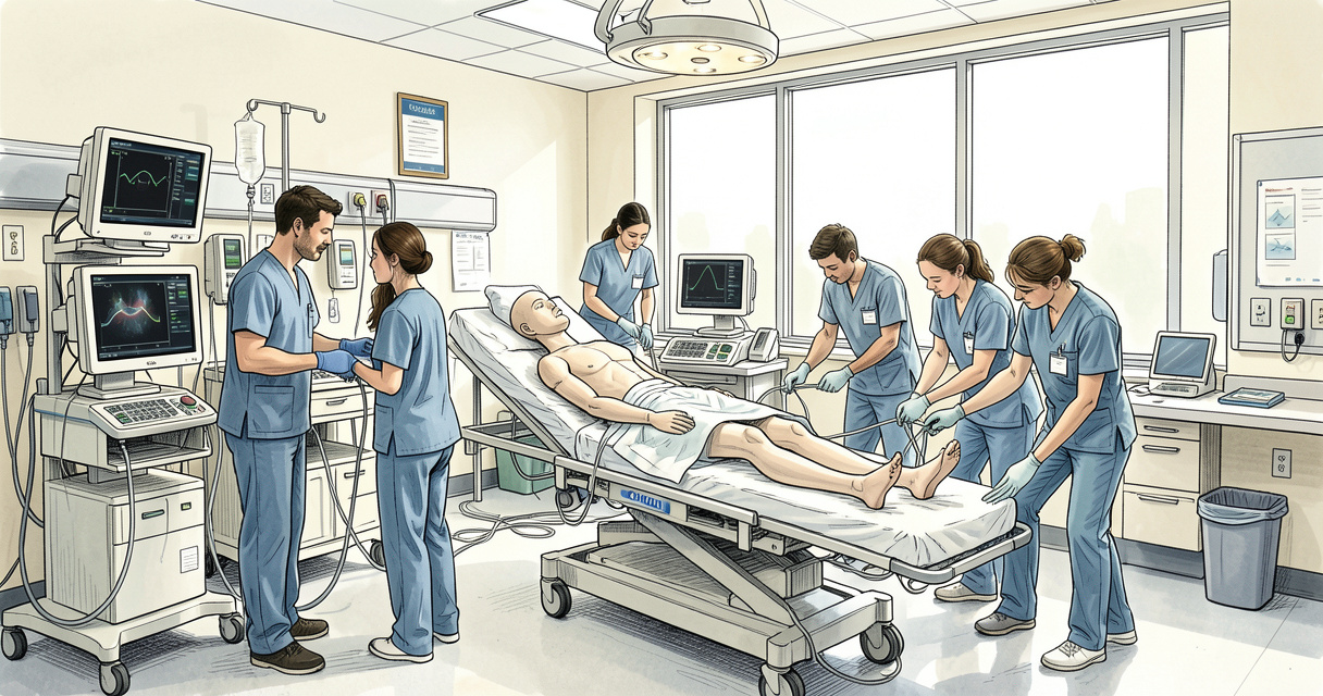 Simulation médicale CMU : entraînement sur mannequin haute-fidélité en salle d’urgence