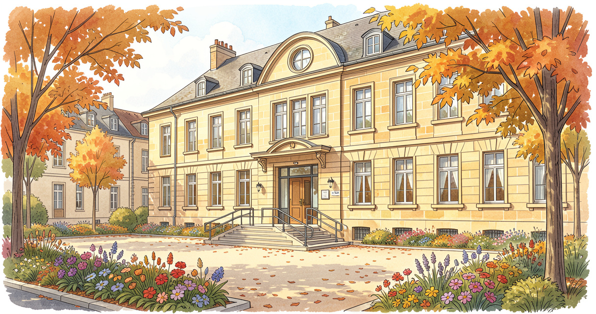 Entrée d'un EHPAD à Orléans par un matin d'automne